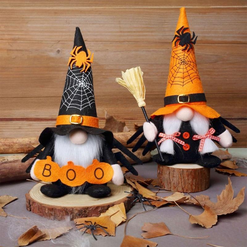Halloween Gnomes Handmade Scandinavian Swedish Tomte Doll Table Decorations,Plush Elf Dwarf Table Ornament for Kitchen
