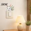 Switch Decal Removable Plants Flower Sticker, Decorative Green Leaf Floral Bunny Light Paint Safe Sticker Socket Decal, DIY Art Murals for Kids Girls