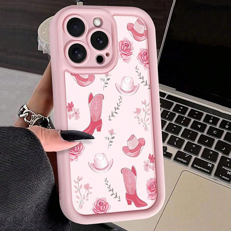 

Women Cowboy Hat And Boot Pink Cowgirl Print Phone Case For iPhone 17 16 15 14 Pro Max 13 12 11 XS X XR 7 8 Plus 16e 17Air Cover iPhone SE (2020)