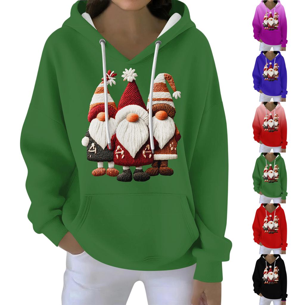 Christmas Hoodies For Women Funny Cute Printed Holiday Sweatshirt Winter Oversized Pullover Tops