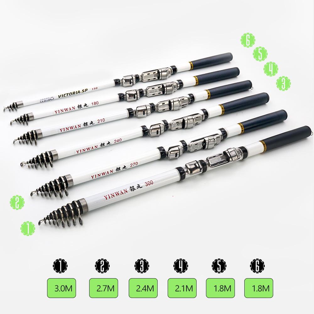 JOSBY Ultralight Telescopic Carbon Fiber Spinning Rod - Portable Fishing Rod for Travel (3.0m/2.7m/2.4m)
