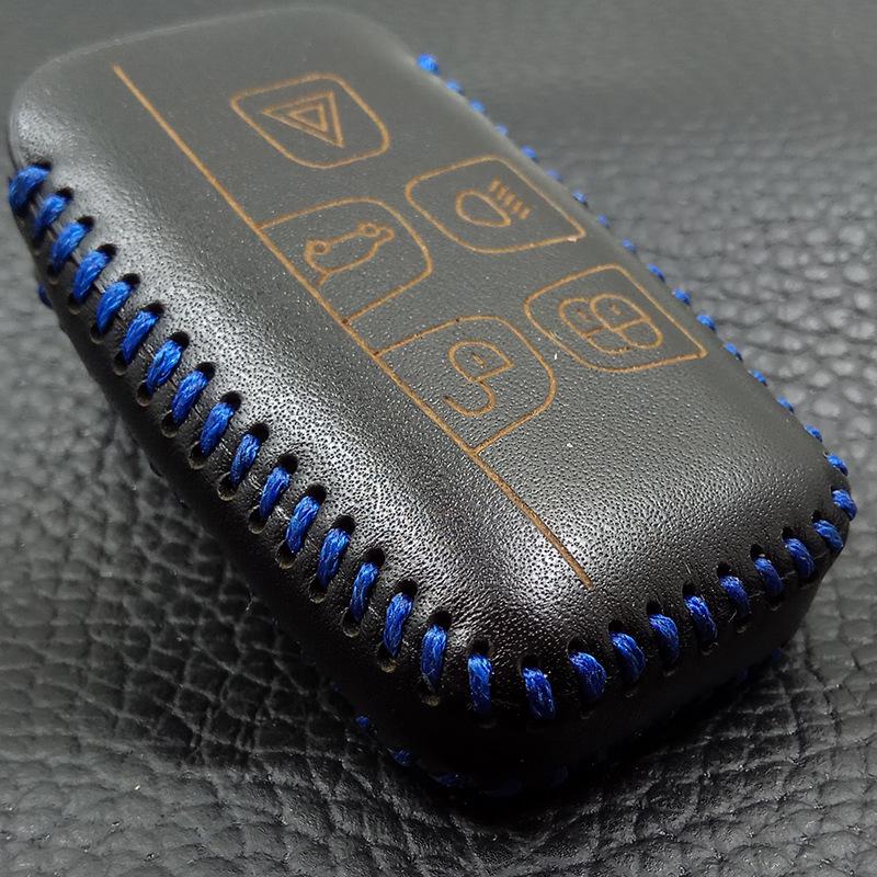Modré ručně šité pouzdro na chytrý klíč pro Jaguar XF/XJ