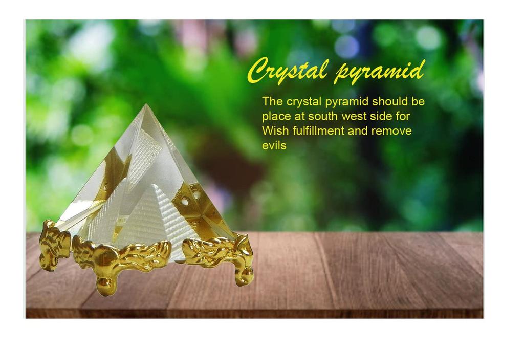Eshoppee Vastu/feng Shui/Reiki/Crystal Vastu Pyramid with Stand Pyramid for Positive Energy and Vastu Correction.Good Luck & Prosperity