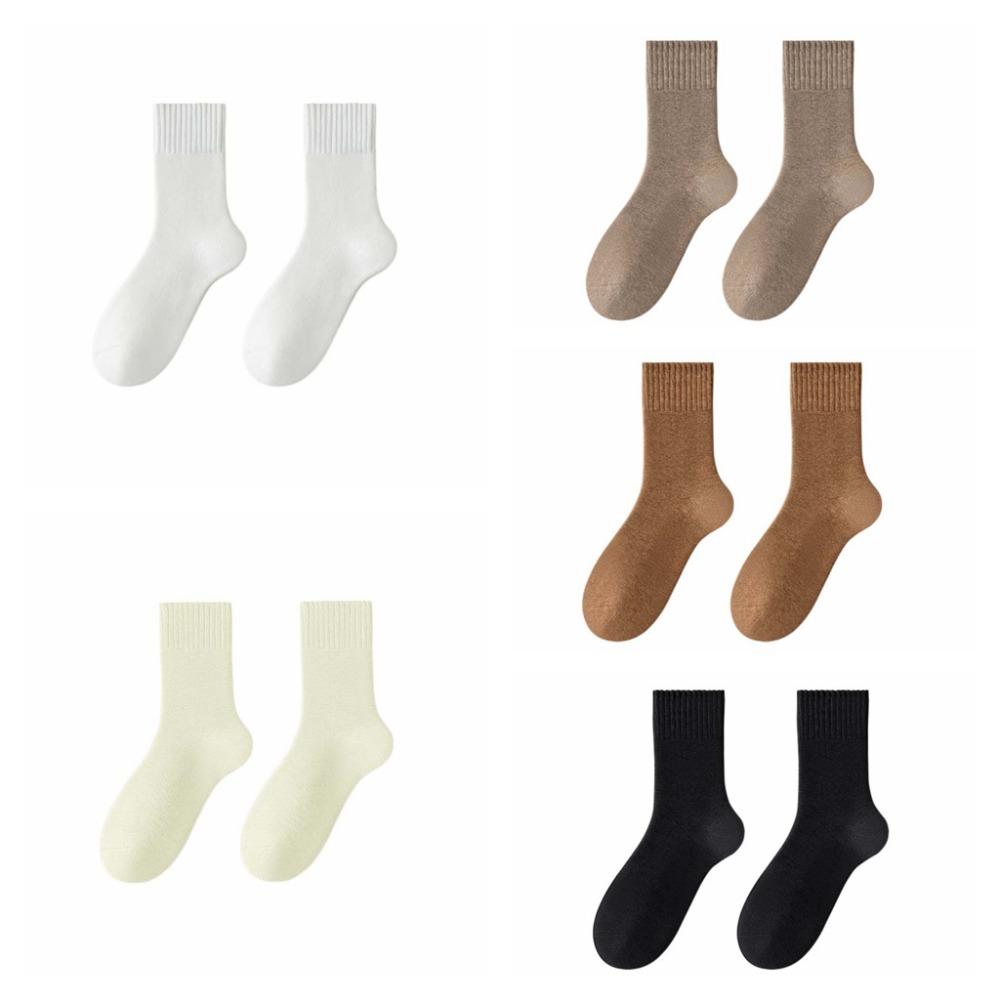 5Pairs Simple Thermal Mid Length Socks Stripe Winter Socks Men Thicken Warm Socks  Autumn Winter