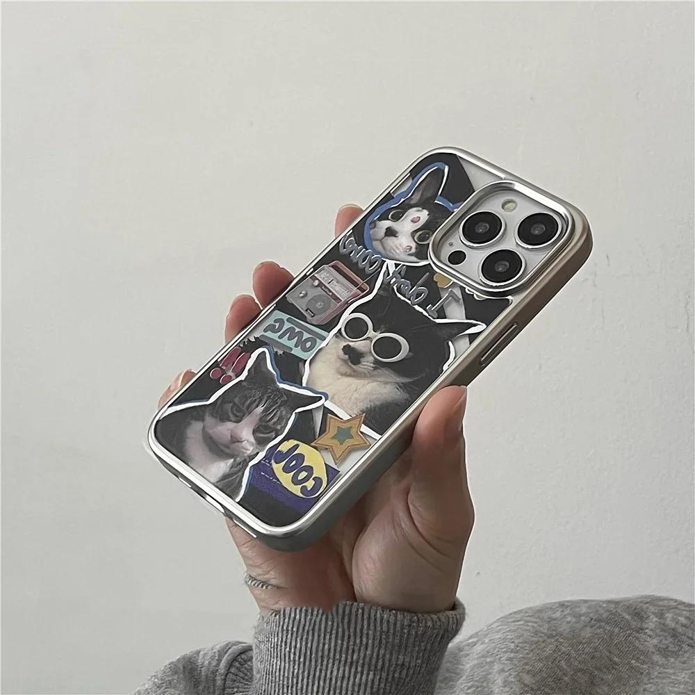 Cute Cool Sunglasses Cat Phone Case for iPhone 17 16e 16 15 14 13 12 11 Air Pro Max X XR 8 7 Plus Luxury Clear Soft Back Cover