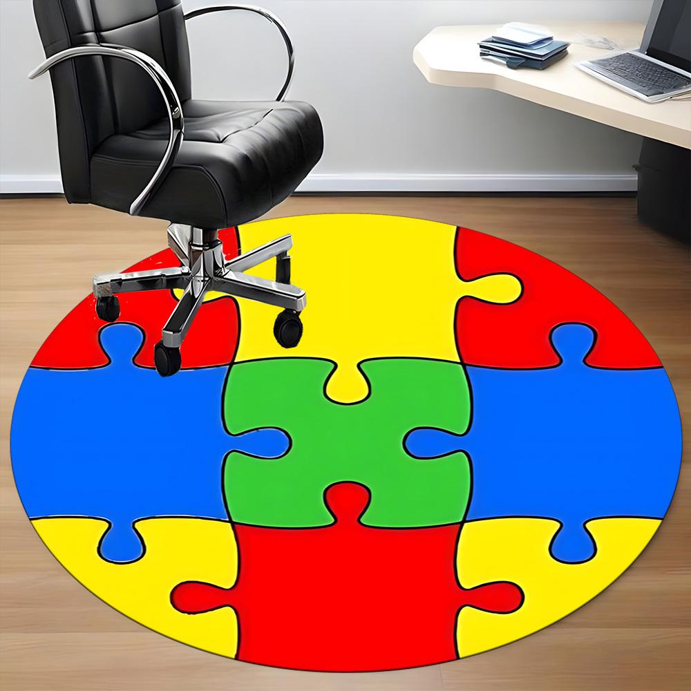 1PC Puzzle Circle Chair Carpet for Office Non-Slip, Lightweight, Machine Washable Rug for Office, Sleeping, Room - Holiday Decoryy251009137