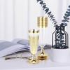 Gold Plastic Champagne Flutes - 5OZ Plastic Champagne Glasses With Gold Rim -Ideal for Thanksgiving Party, Weddings