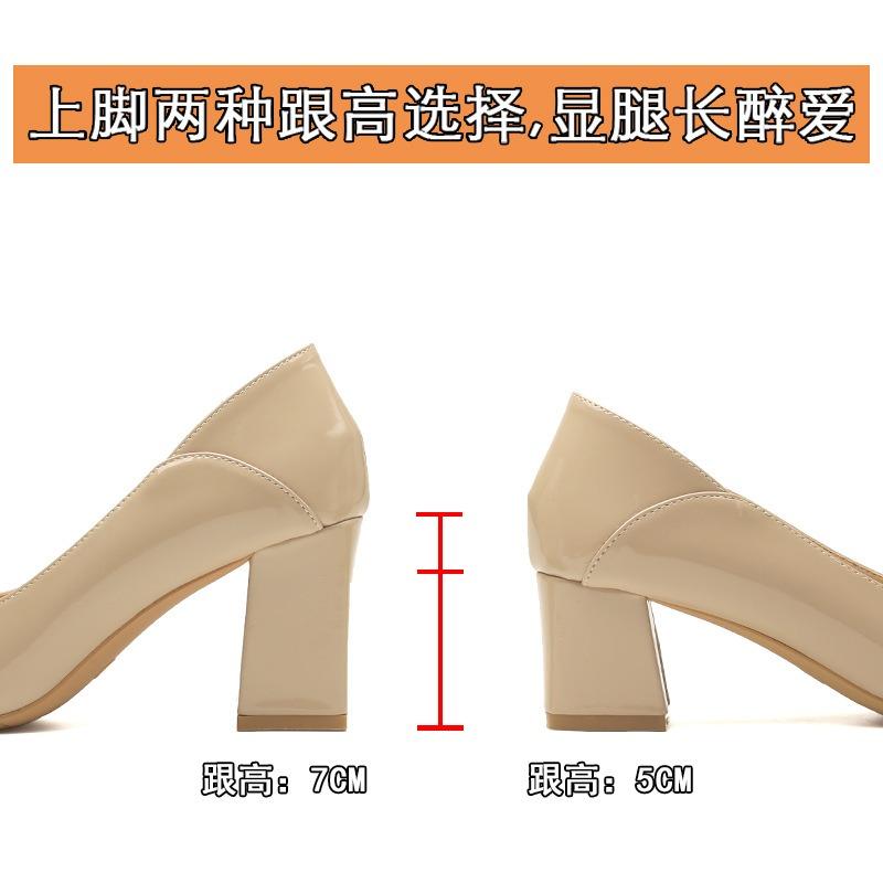 Nude High Heels Women's New Spring Pointed Head Light Mouth Wedding Shoes Medium Thick Heel Bridesmaid Shoes Single Shoes Women