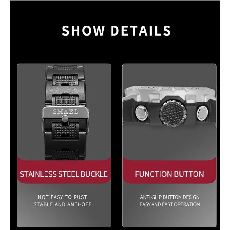 SMAEL Trend Personality Function Watch Male Student Alloy Double Display Waterproof Luminous Quartz Watch