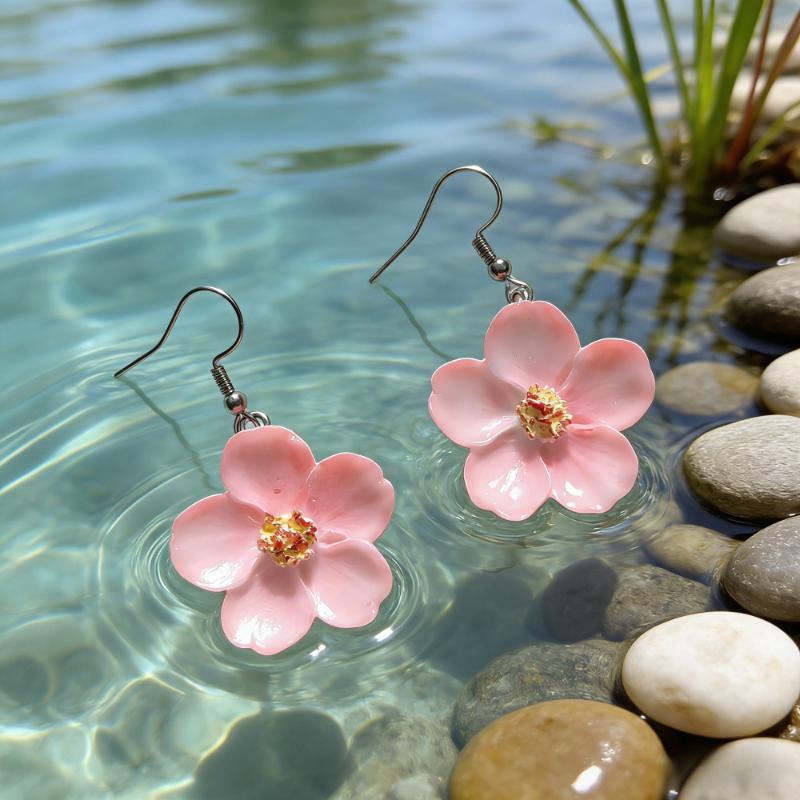Neue Boho 3D Blumen Hängeohrringe für Damen Bunte Harz Blumen Hängeohrringe für Sommer Strandurlaub Tägliches Tragen Schmuck