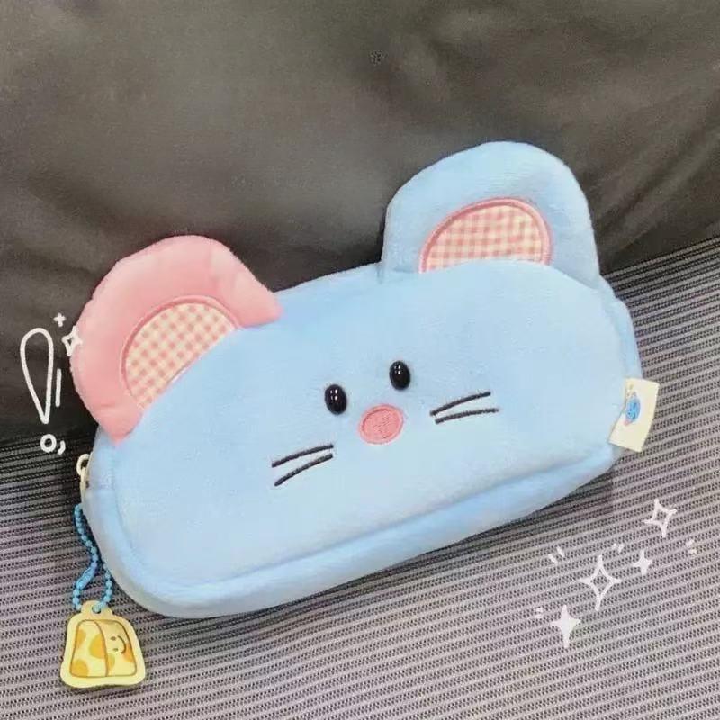 Cute Cartoon Pencil Case for Kids Sweet Animal Piggy Puppy Stationery Storage Bag Portable Large Capacity Pen Bag Student