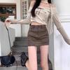 American Hot Girl High-Waist Black PU Leather Bodycon Midi Skirt - Women's European & American Style