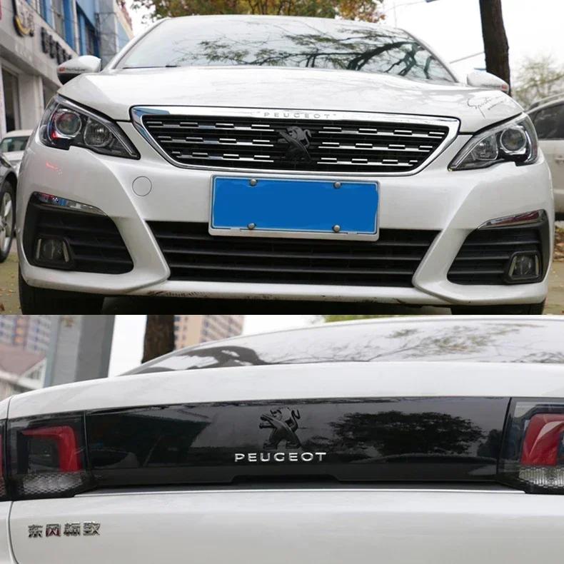 Peugeot 408 308 4008 508L 5008 2008 için Araba Ön Arka Amblem Çıkartmaları Karbon Fiber Otomatik Izgara Kuyruk Rozeti Çıkartmaları Dekorasyon