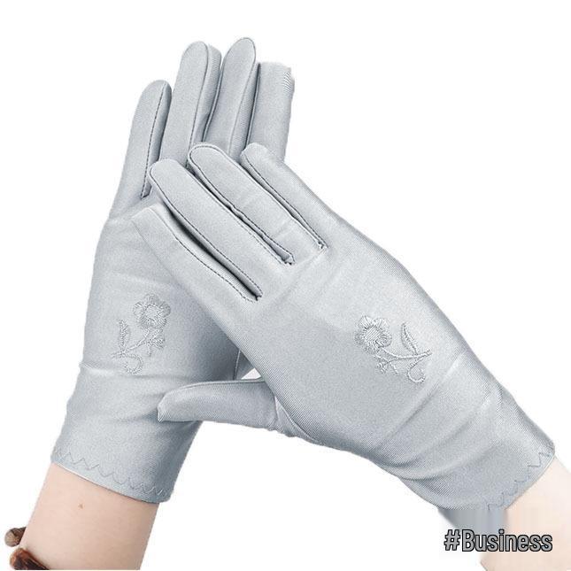 Ladies' Spring/Summer Embroidered Sunscreen Gloves - High Elasticity Riding & Driving Gloves