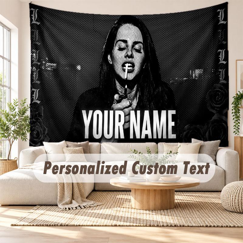 Benutzerdefinierte Namens-Wandbehang-Tapisserie, Lana Del Rey Dekorative Hintergrund-Tapisserie für Wohnheim, Zuhause