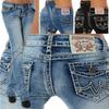 VibeStreet Frühling Sommer Damen Bestickte Jeanshose Hoher Bund Gerade Hosen Schlanke Passform Hosen