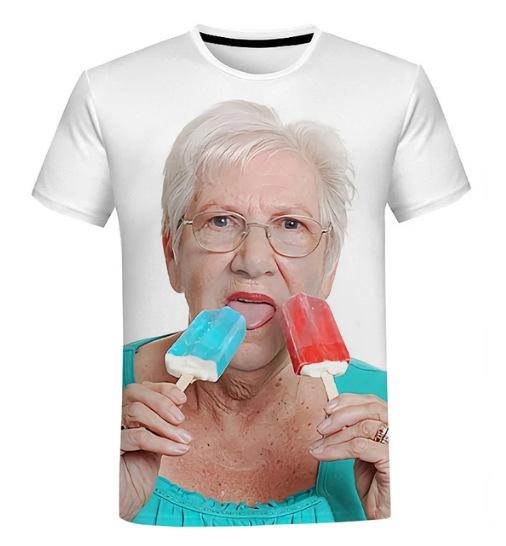 Kawaii Oma Spaß 3D Gedruckte Kurzarm Herren und Damen T-Shirts direkt vom Hersteller 150 gray