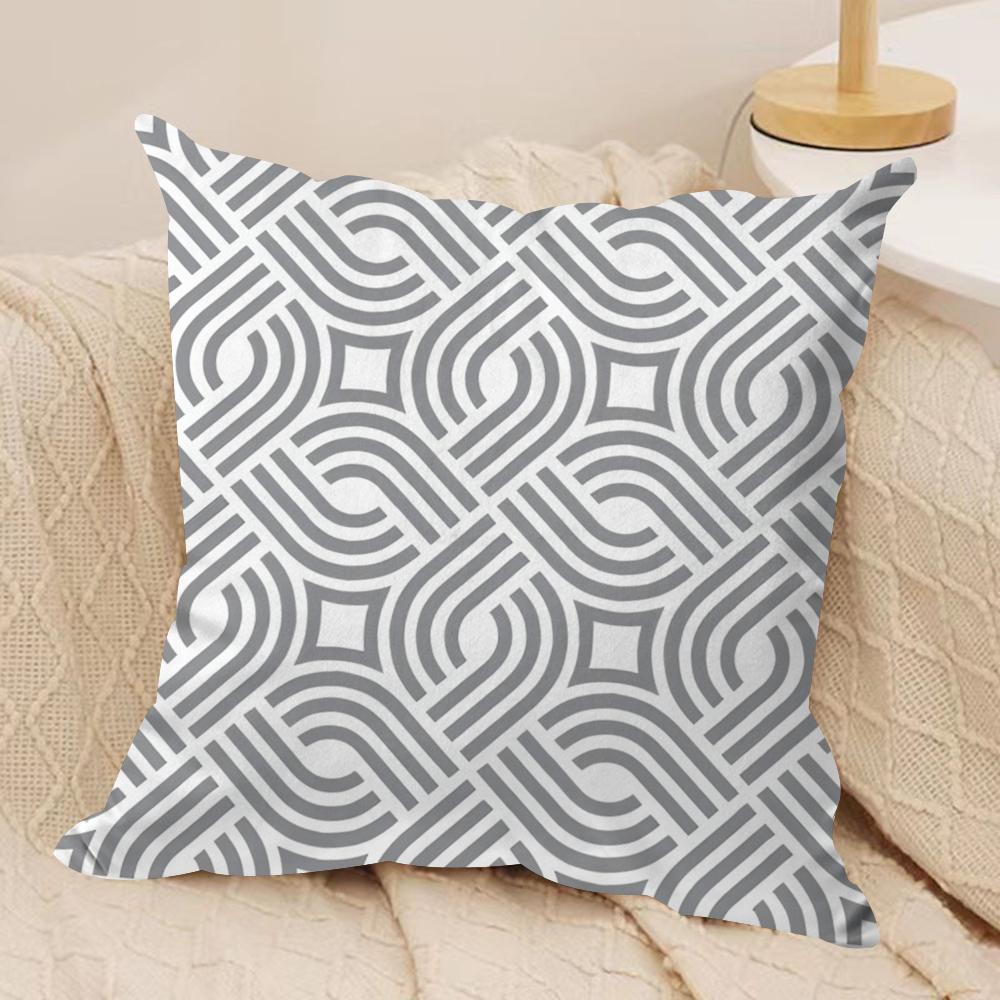 Gray Nordic Geometry Cushion Cover Soft Plush Fabric DoubleSided Printed Cushion Covers for All Seasons Modern HomeDecor Gift