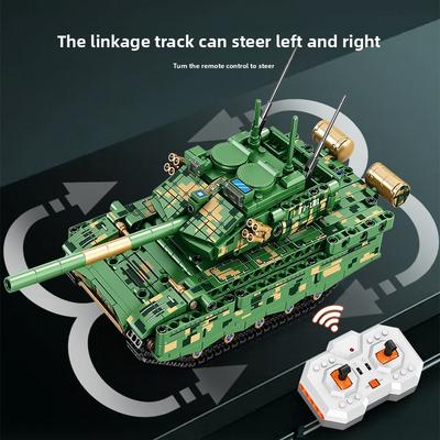 2.4G Remote Control 99A Tank Model Assembled Toy Building Block Compatible Lego Track Can Control K2 Panther Tank
