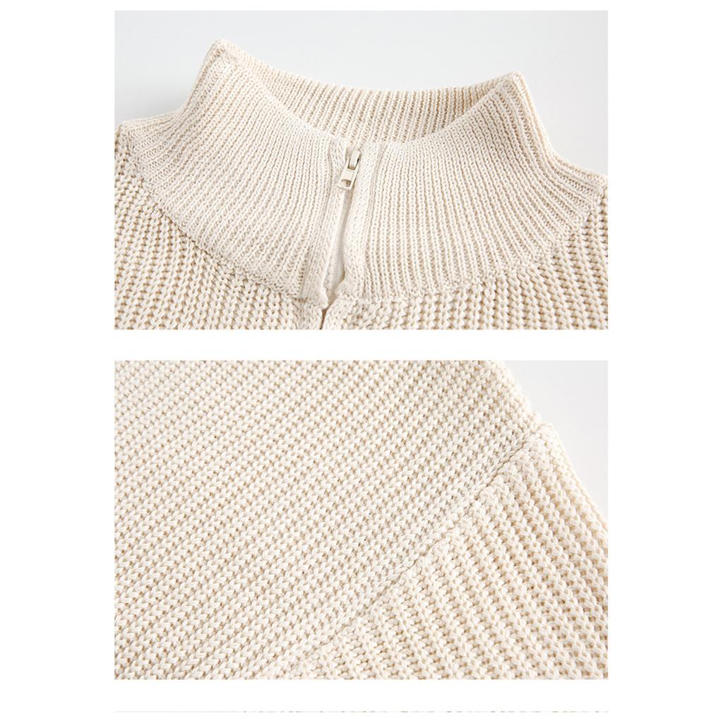 Men'S Loose Stand Up Collar Sweater Knitted Sweater Fashionable Casual Cardigan Jacket