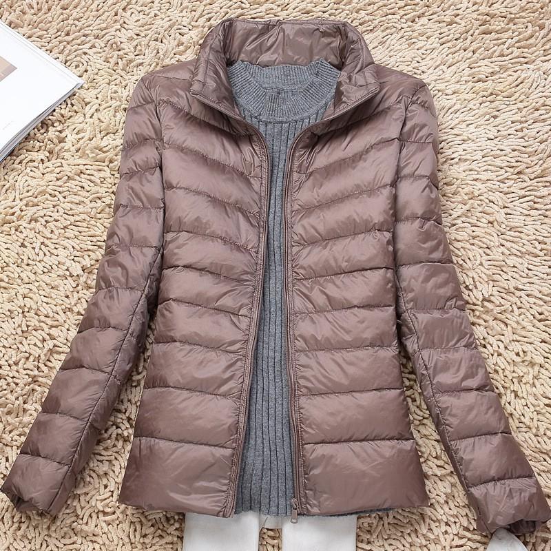 Womens Lightweight Packable Down Jacket Thin Short Puffer Coat With Stand Collar Slim Fit