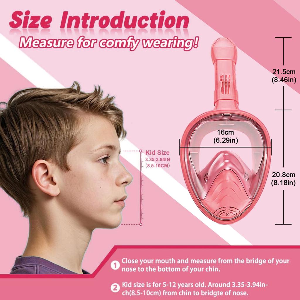 Professional Snorkeling Diving Mask Foldable 180 Degree Underwater Scuba Full Face Snorkel Mask Anti Fog Goggles for Kids Swim
