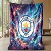 Manchester City Theme Blanket Soft Flannel Blanket Plush Throw Blanket Cozy Sofa Bed Blanket for Home Decor