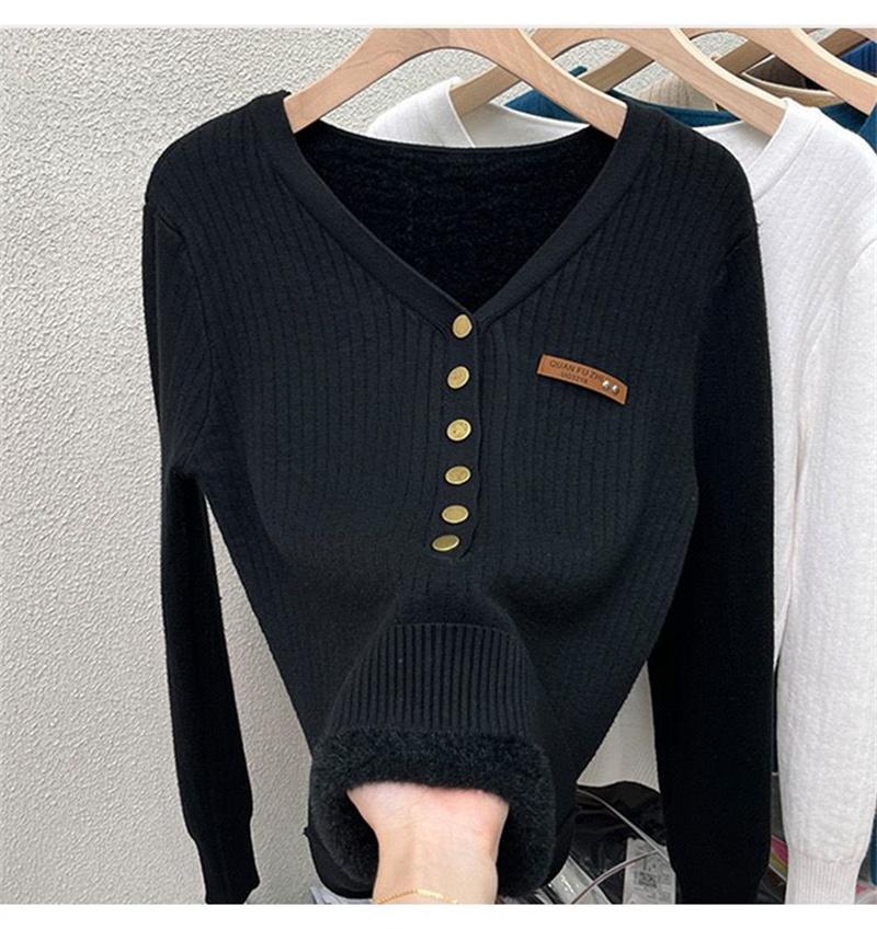 Pullovers Tops Women Long Sleeves Autumn Winter Padded Blouse Oversized V Neck Loose Long Sleeve Shirt Slim Pullover Tops