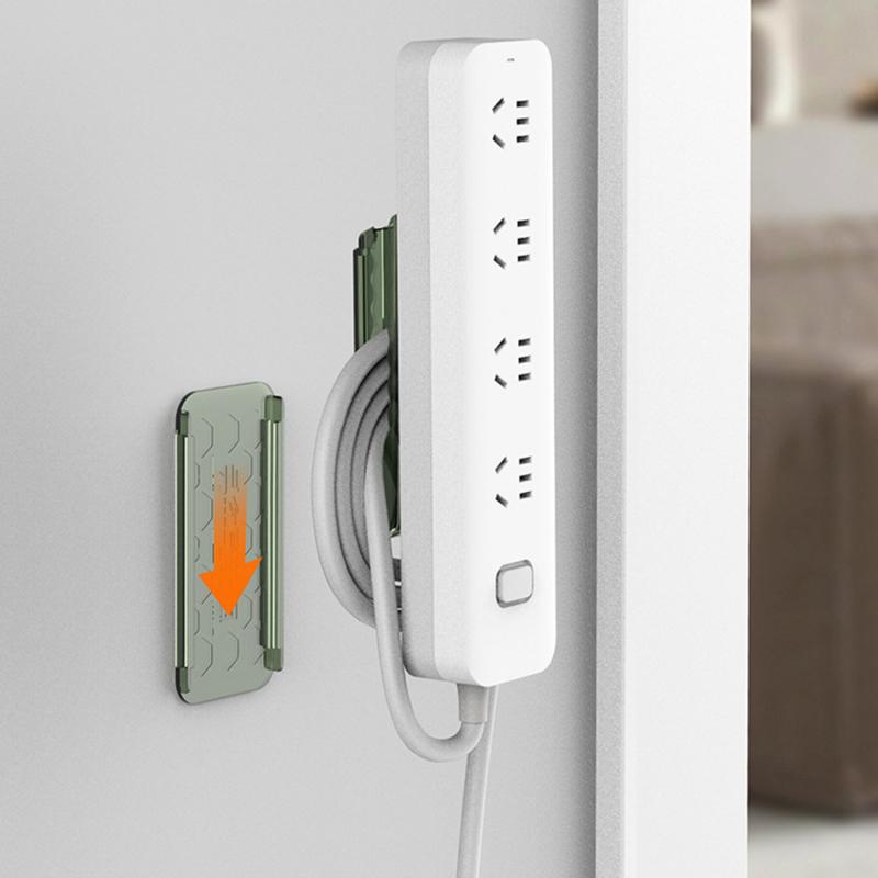 Suporte para régua de energia autoadesivo para montagem em parede, organizador de cabos e fios sem perfuração