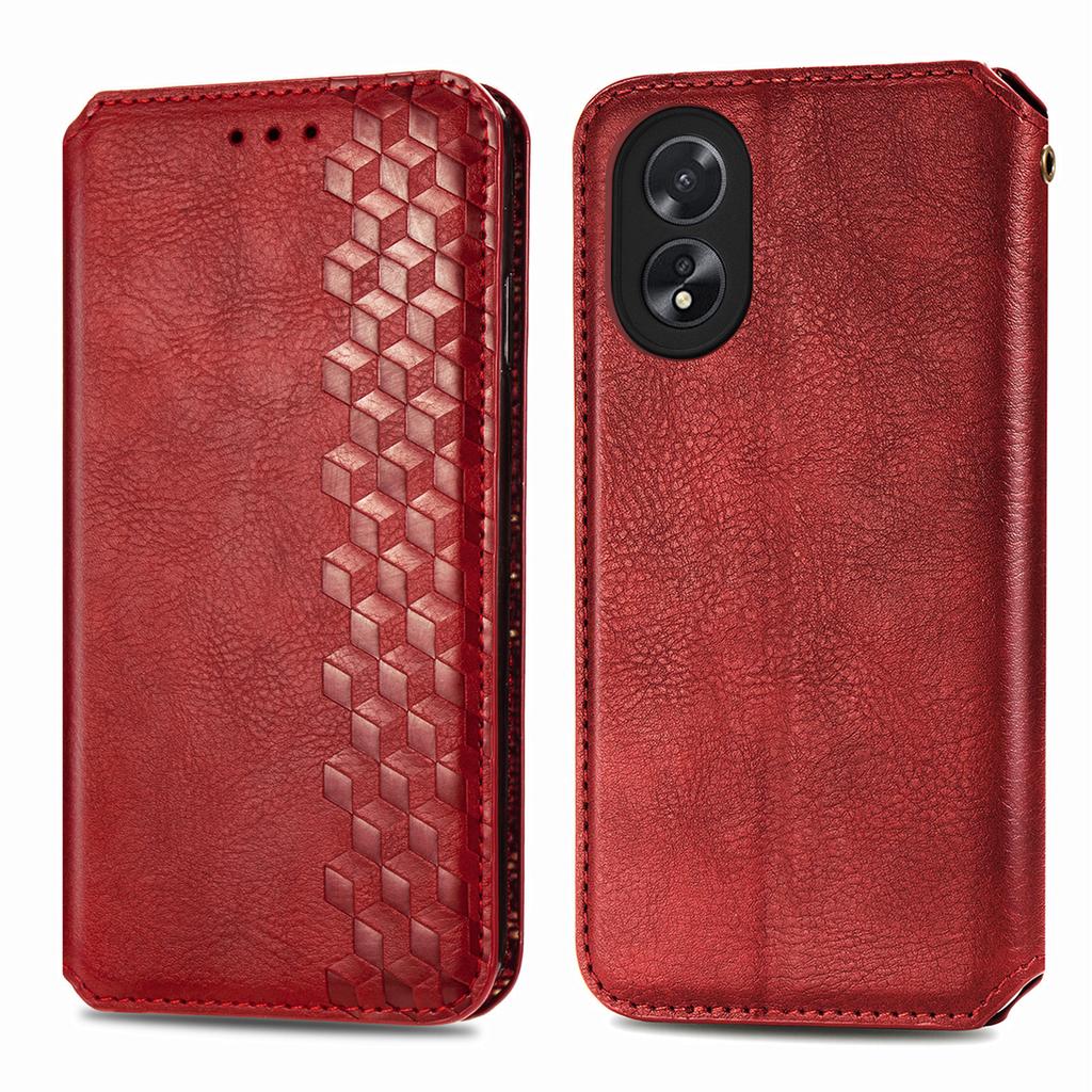 For Oppo A38 4G/A18 4G PU Leather Case Rhombus Imprint Wallet Stand Phone Cover