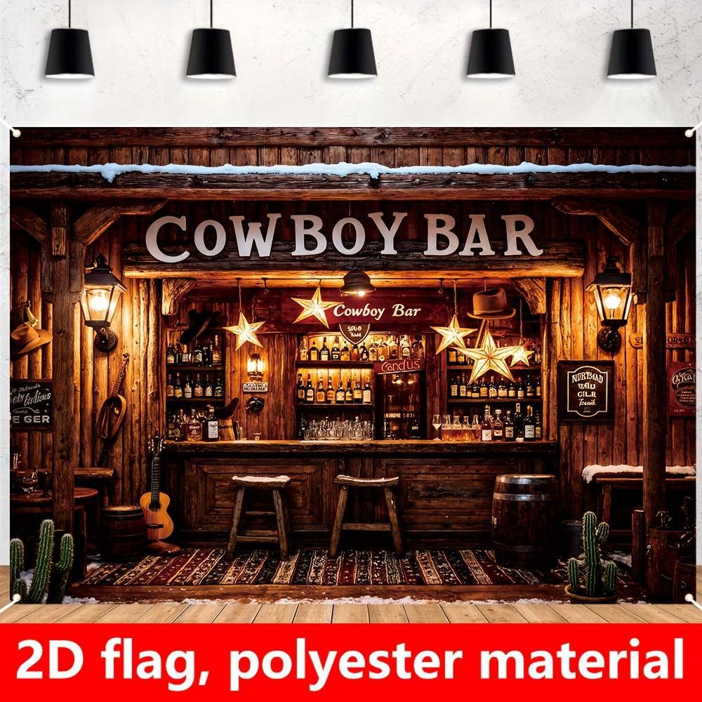 1 piece 2D western cowboy background decoration flag western cowboy bar theme party decoration flag (as the picture,180X110)