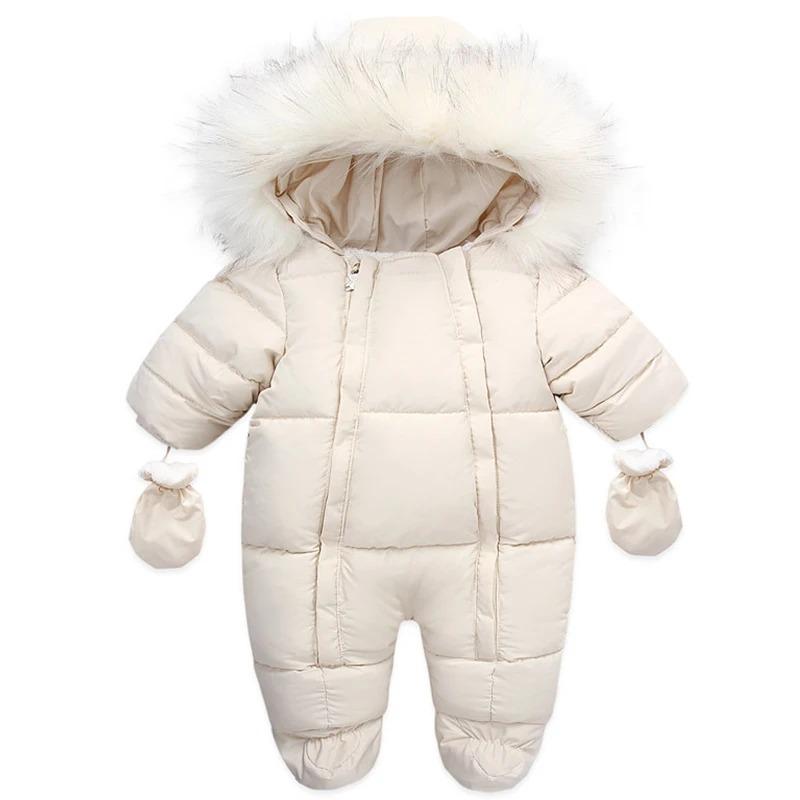 0-24M Newborn Baby Girl Clothes Winter Cotton Baby Romper With Gloves Children's Jumpsuit Hooded Plus Velvet Infant Clothing Set
