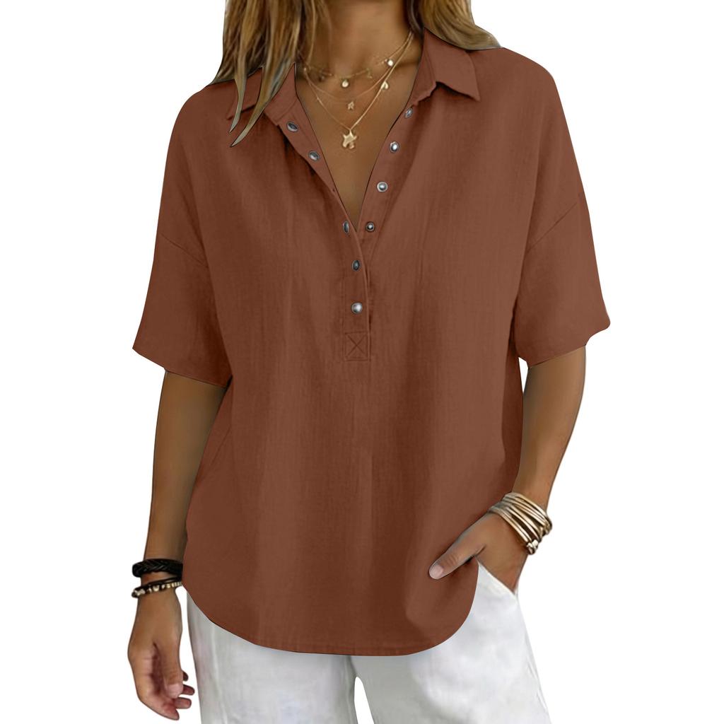 Womens Spring Tops Casual Button Down Blouse Summer Shirts for Women Loose Fit Lightweight Womens Summer Shirts