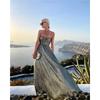 Ladies Summer New Sexy Chest Wrapped Bronzing Party Dress Solid Color Elegant Casual Big Swing Decoration Design Long Skirt