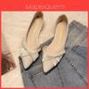 Small Fragrance Style Flat Shoes For Women With Pearl Side Cutouts And Elegant Design