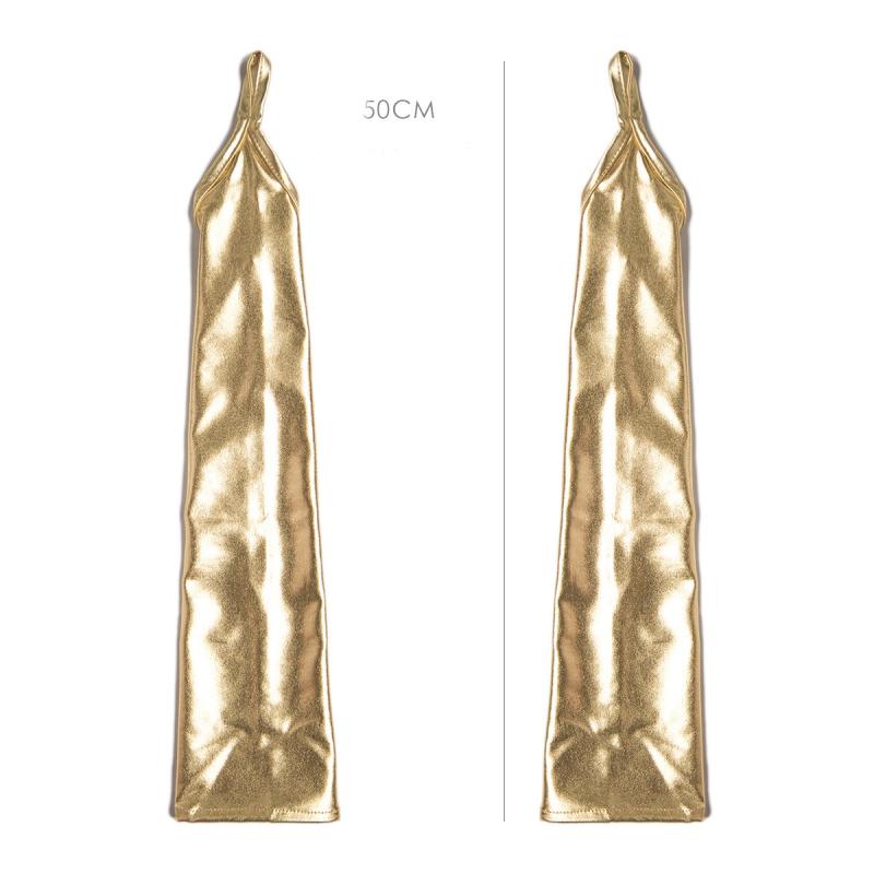 50cm Women Sexy Patent Leather Hook Finger Cosplay Punk Solid Stage Performance Fashion Personality Fingerless Gloves