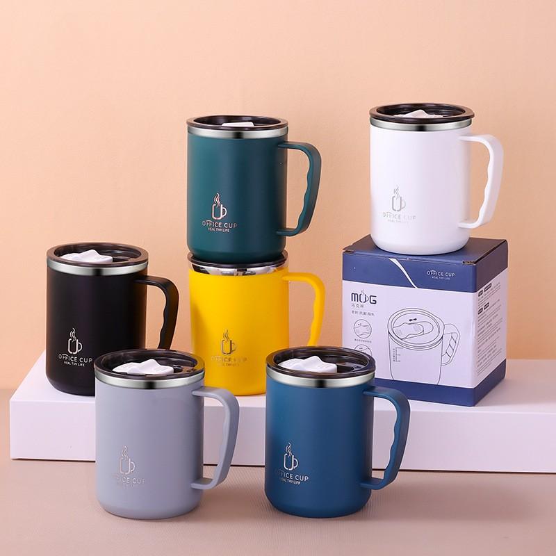 500ML Stainless Steel Mug With Lid Double Layer Coffee Milk Graduated Mouth Cup Creative Insulation Tea Mug Office Thermos Gifts