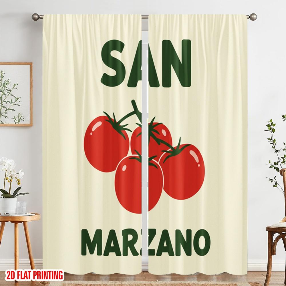 2pcs 2D Flat Printing Party Curtain San Marzano Tomatoes 100% Polyester Fabric Without Electricity Birthday Party for Oversized