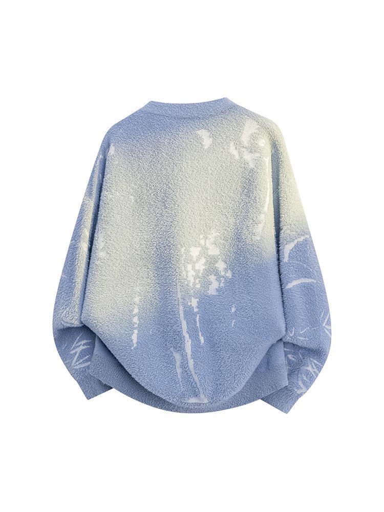 2025 Winter Bamboo Leaf Jacquard Sweater: Round Neck, Loose Fit, Retro Knit Pullover