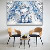 2D graphic design 1 piece. Party photography backdrop with blue silver glittered dot elephant background fabric.