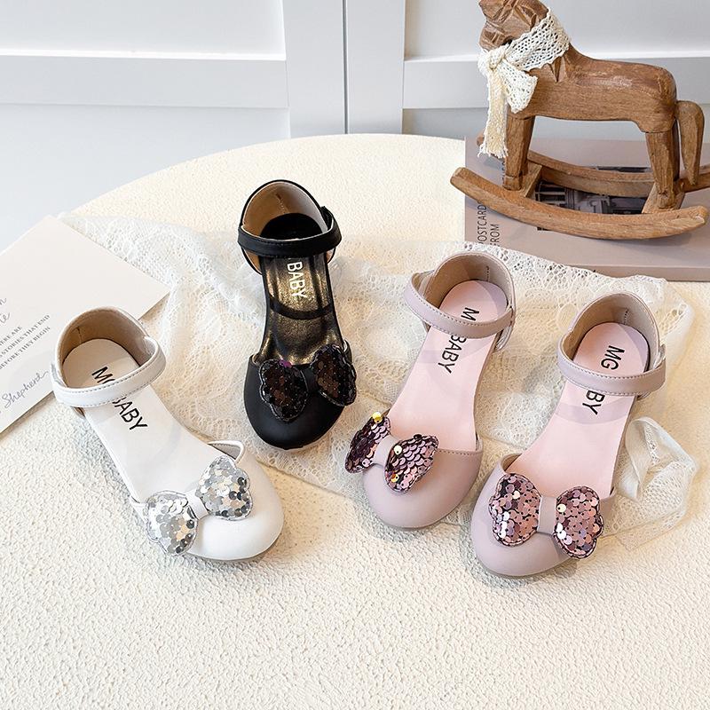 Girls' 2026 Summer Fashion Princess Bow High-Heeled Sandals for Toddlers