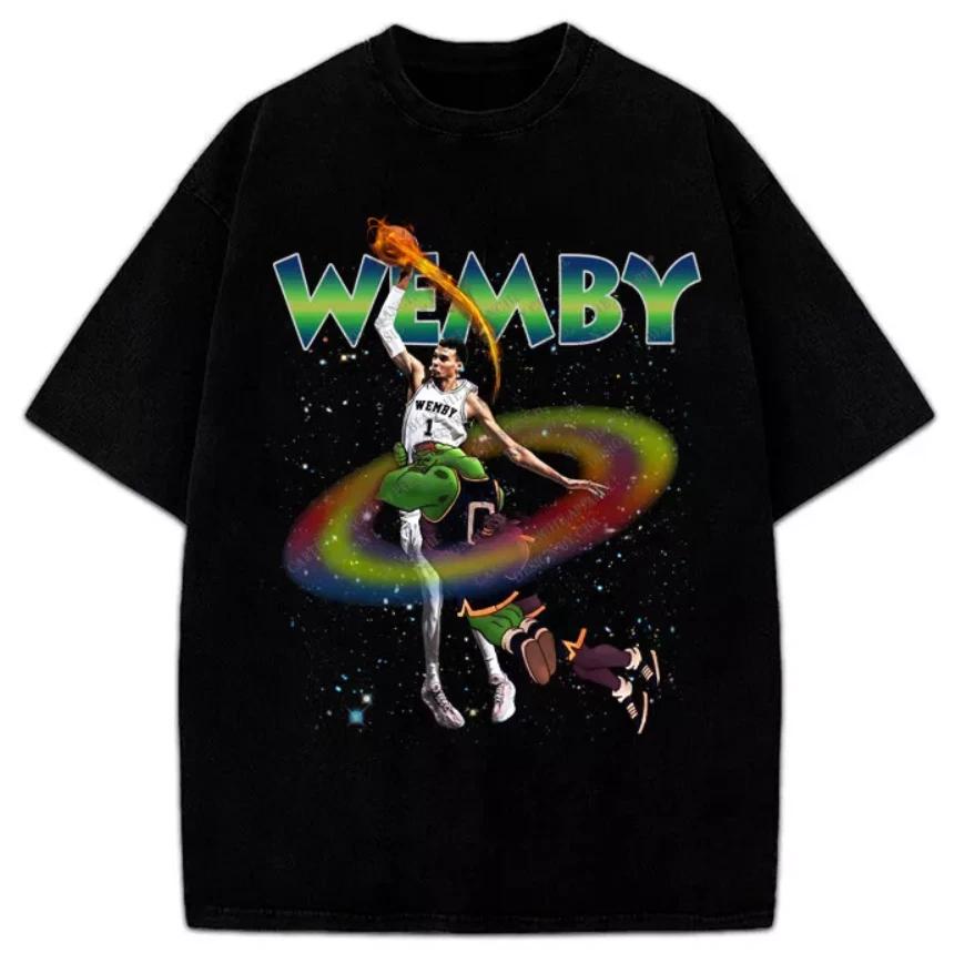 Victor Wembanyama Wemby Space Jam Monstar Dunk 90er Jahre Vintage Stil 100% Baumwolle T-Shirt Herren T-Shirts Oberteil