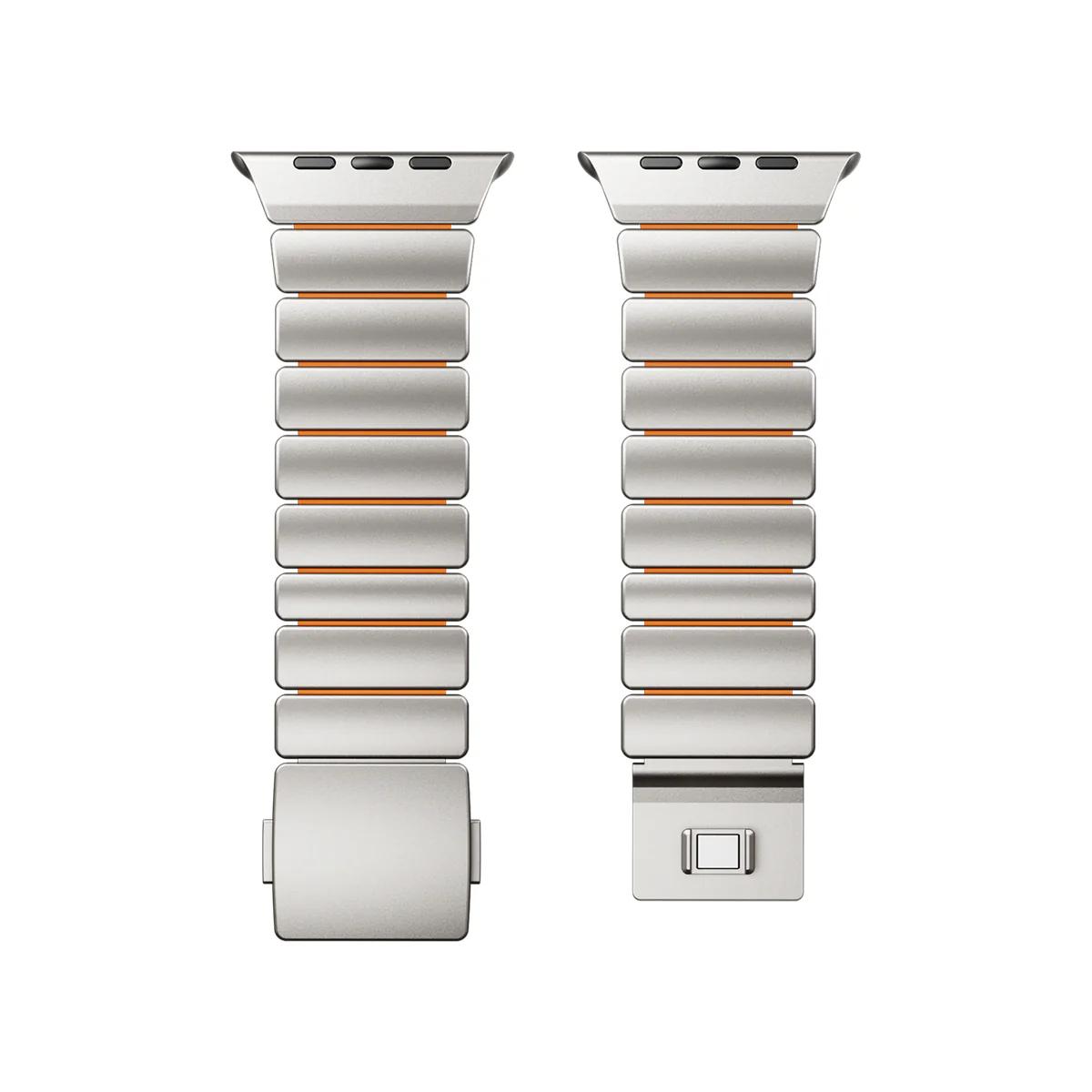 

Магнитный ремешок из нержавеющей стали для Apple Watch Ultra 3 2 49 мм Резиновый мужской ремешок для Iwatch Series 11 10 46 мм 9 8 7 6 se 44 мм 45 мм 49mm&175mm