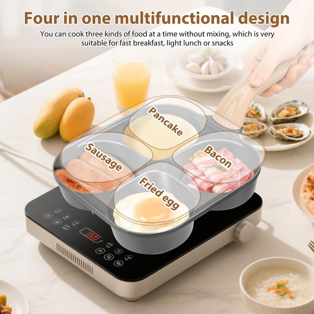Egg Pan Omelette Pan 4 in 1 Fried Egg Pan for Induction Cookers Egg Pancake Pan with Non Stick Coating for Gas Electric Stoves