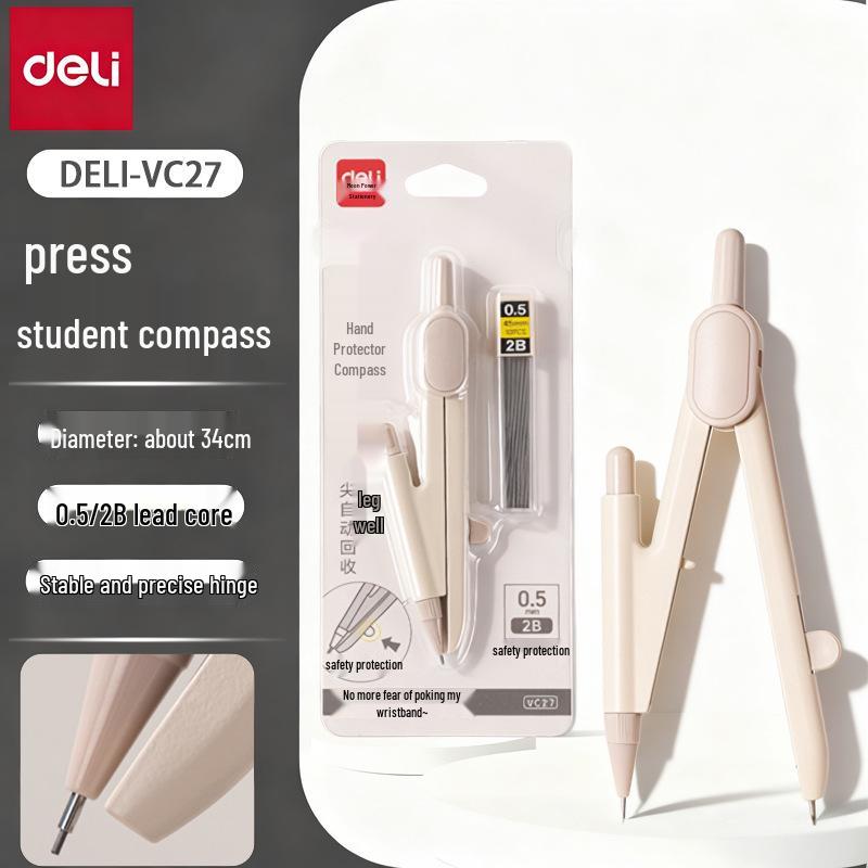 Deli VC27 Click-Action Professional Student Exam Metal Drawing Compass