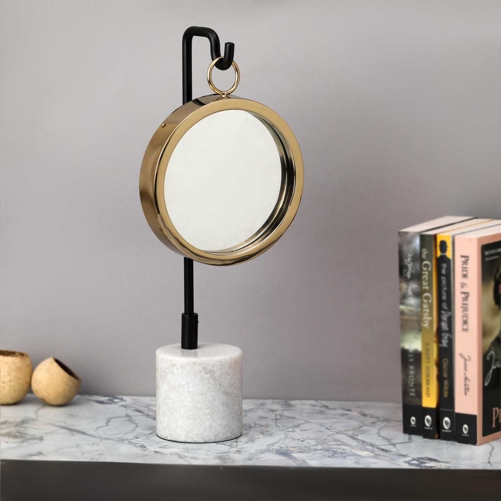 Floating Marble Gold Mirror – Luxury Decorative Wall Mirror for Home Decor | 16 x 8 x 39 cm
