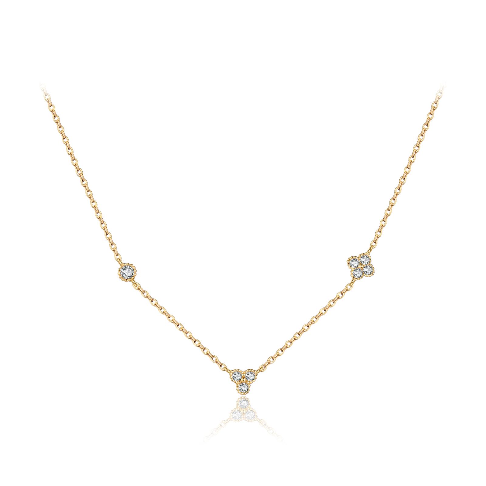 

Sterling Silver Asymmetric Round Zircon Necklace, Minimalsit Delicate Jewelry for Women Casual Daily Wear золотой