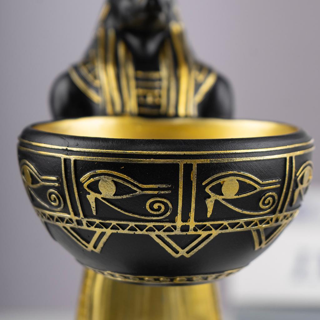 25cm Egyptský Bůh Anubis Socha s Miskou Stolní Vstupní Dekorace Obývací Pokoj Anubis Figurka Starověký Egypt Umělecká Socha Dárek