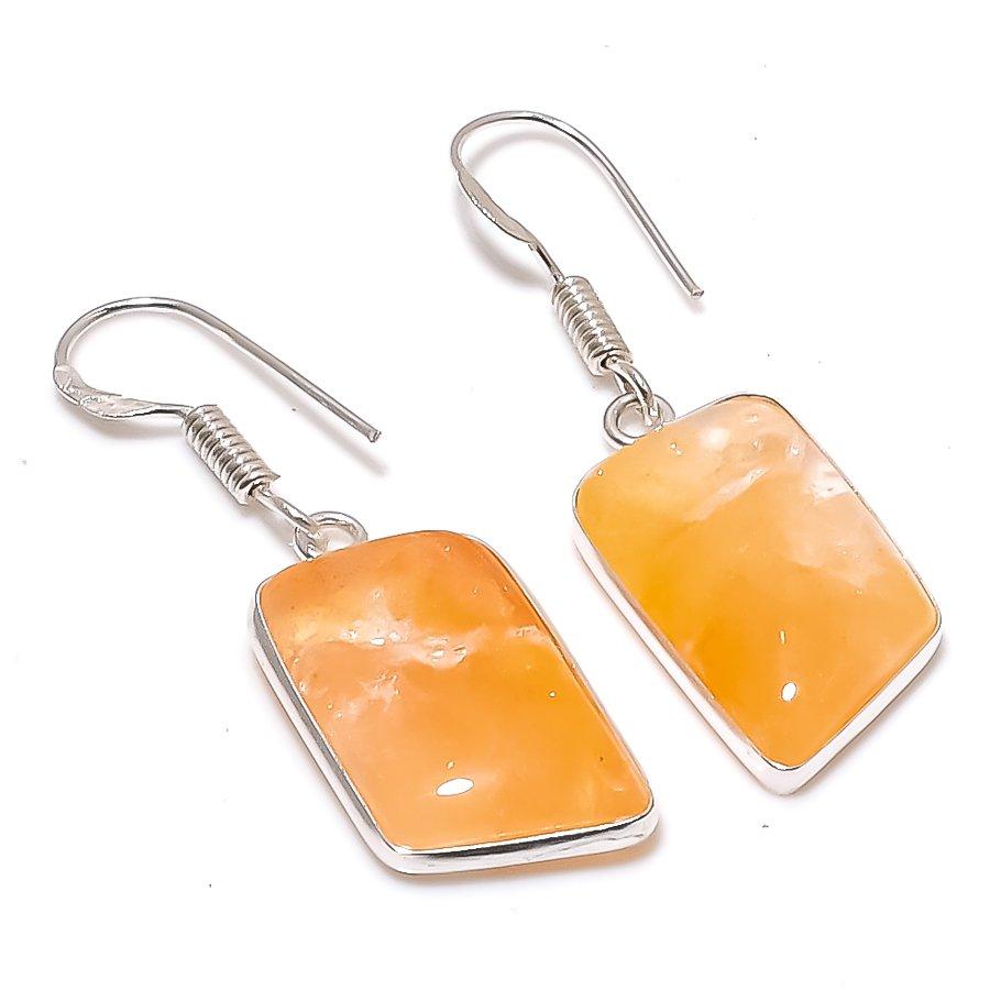 Natural Yellow Aventurine 925 Sterling Silver Jewelry Earring 1.58 AE-12410