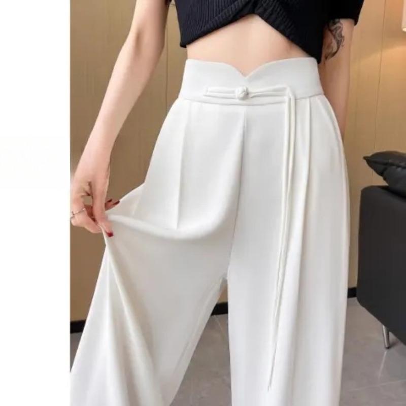 

Новые китайские черные брюки-кюлоты женские на раннюю весну с высокой посадкой повседневные 2XL белый